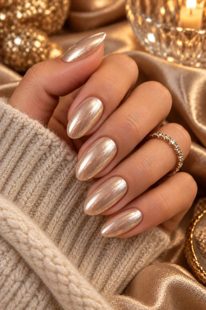 Champagne Pearl Nails
