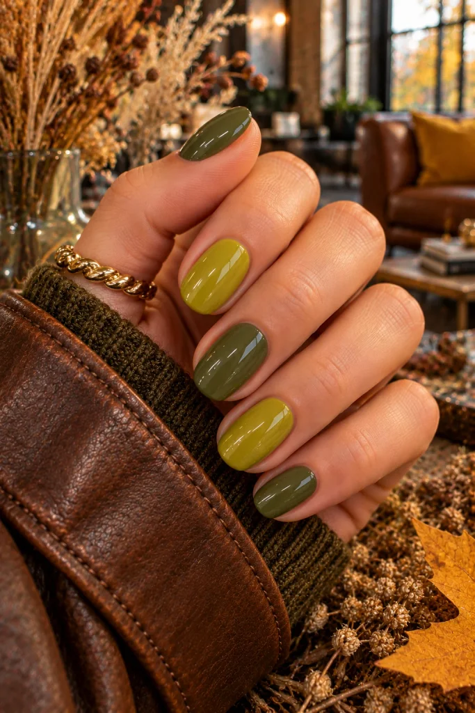 Chartreuse Accent Nails
