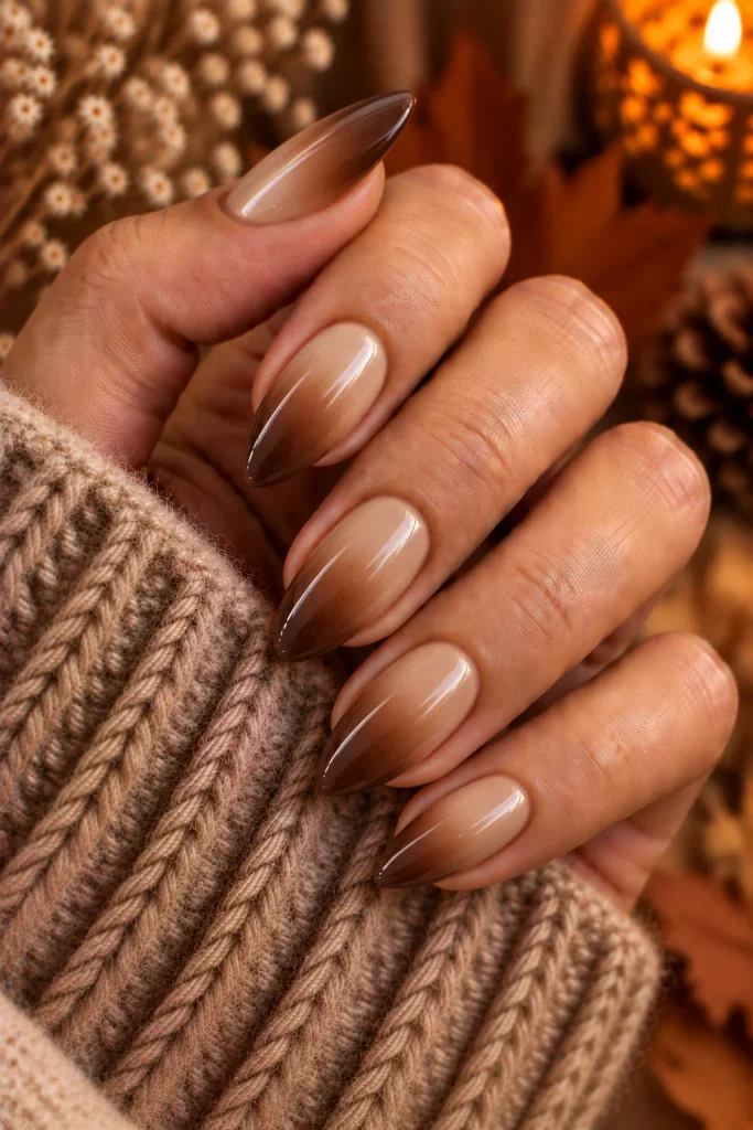 Coffee Ombre Nails