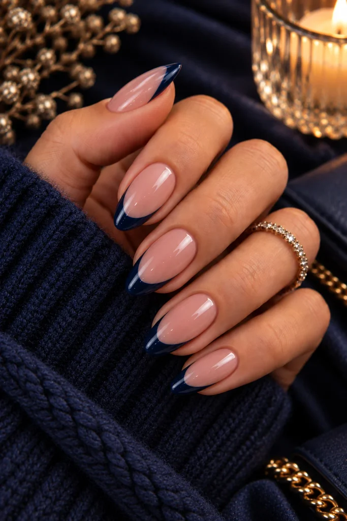 Dark Navy French Tips