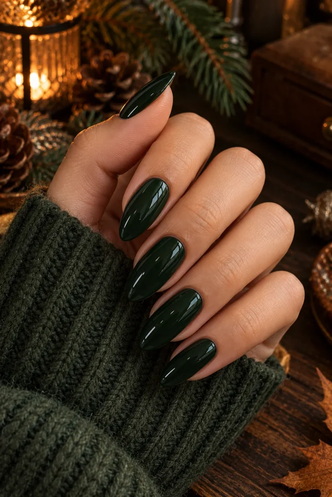 Deep Forest Green Nails