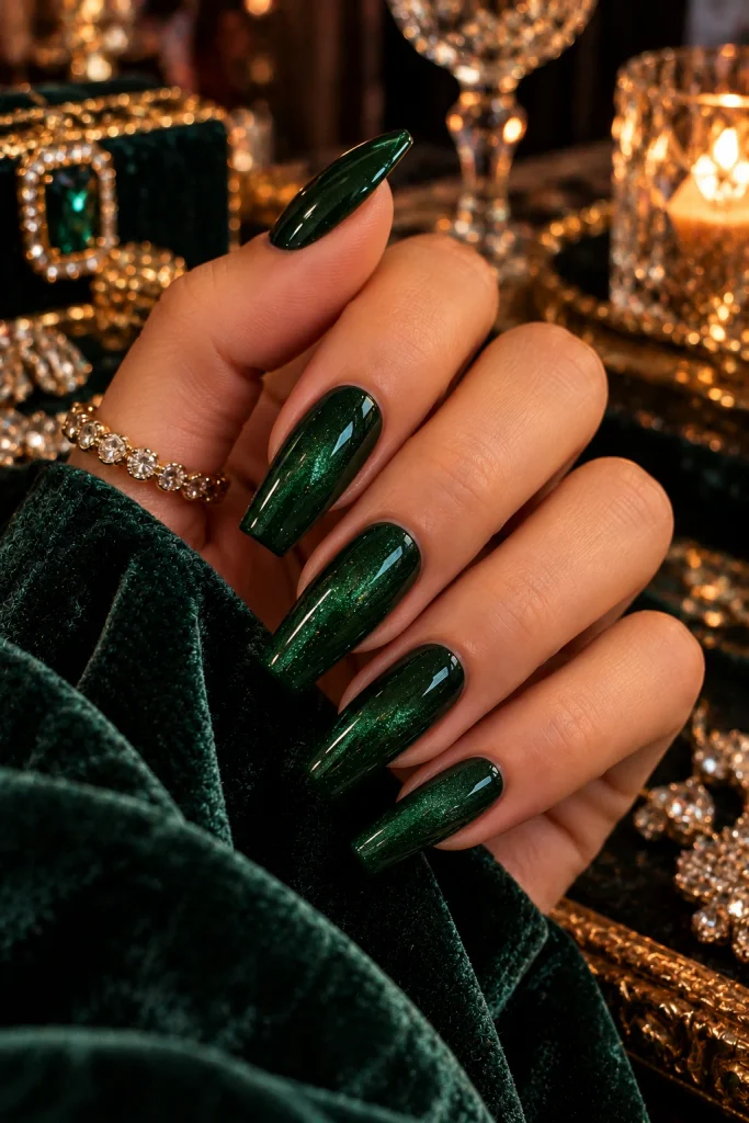 Emerald Green Jewel Nails