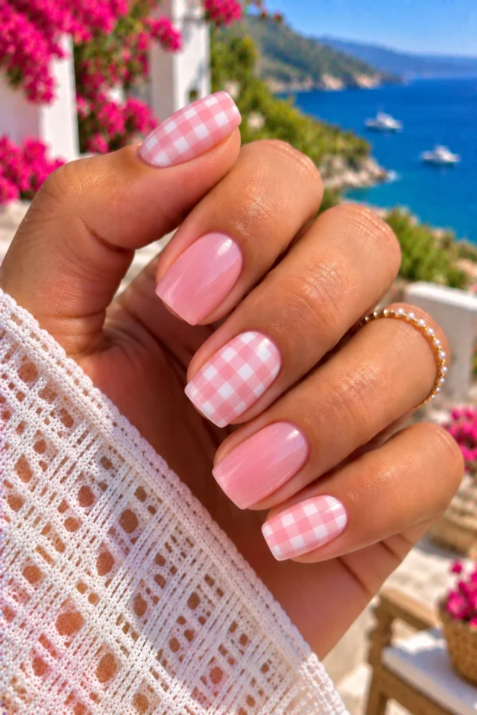 Gingham Picnic Nails