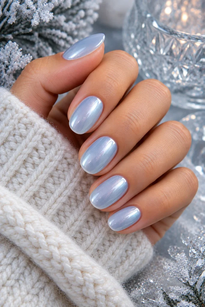 Icy Pale Blue Nails