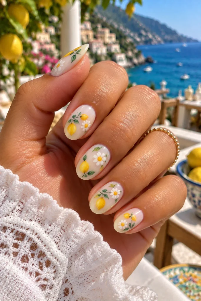 Lemon and Daisy Nails