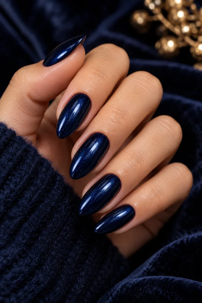 Midnight Blue Winter Nails