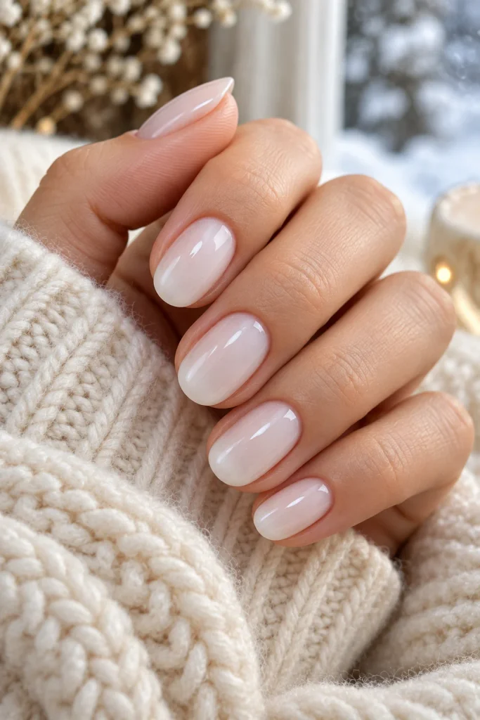 Milky White Cloud Nails