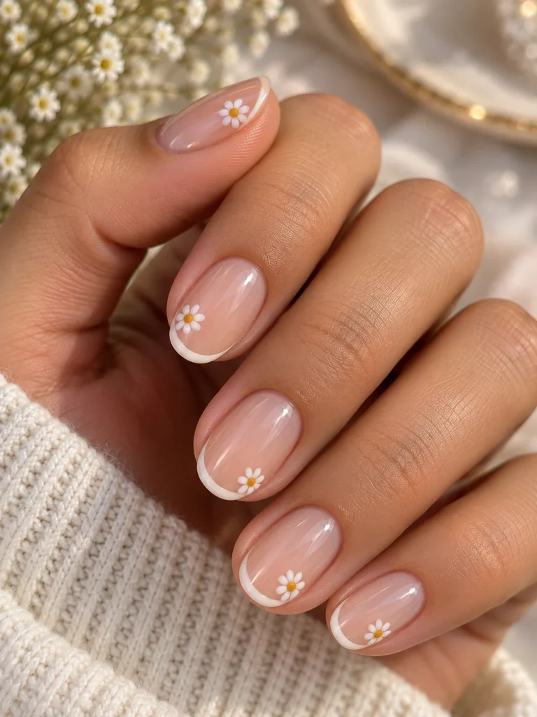 Minimal Daisy French Tips