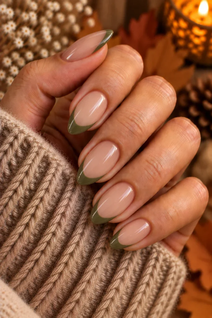 Nude and Olive French Tips