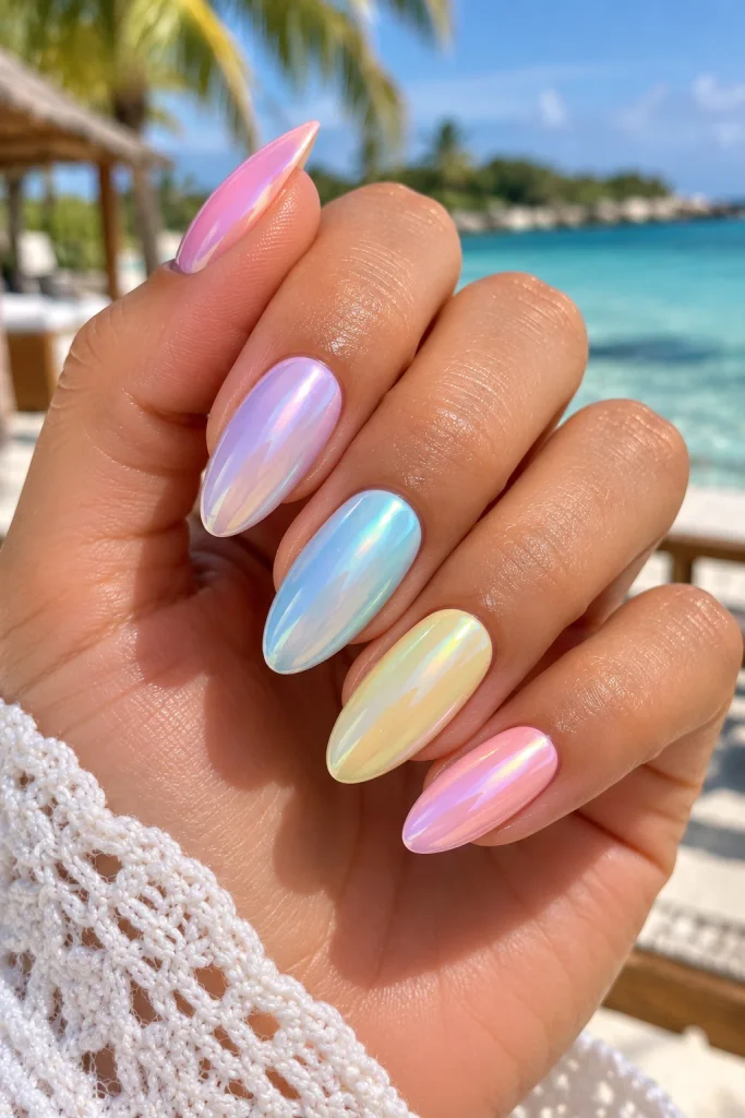 Pastel Chrome Spring Break Nails