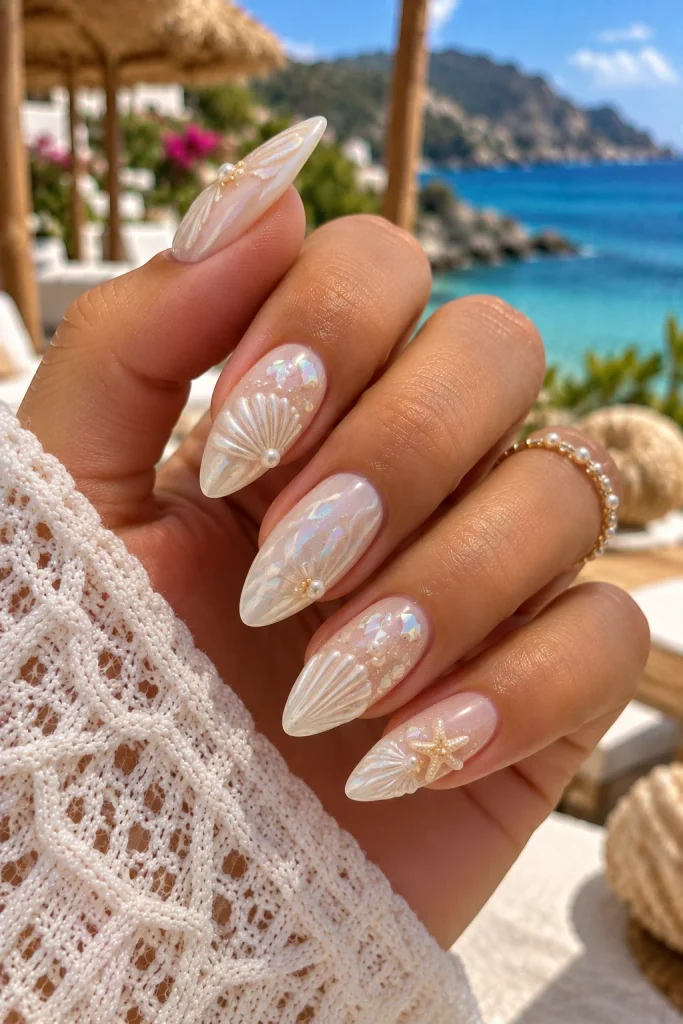 Seashell Chrome Nails