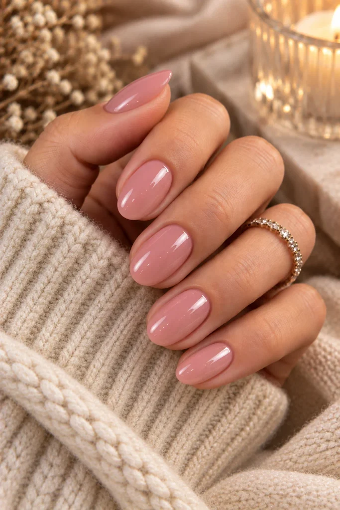 Sheer Pink Winter Nails