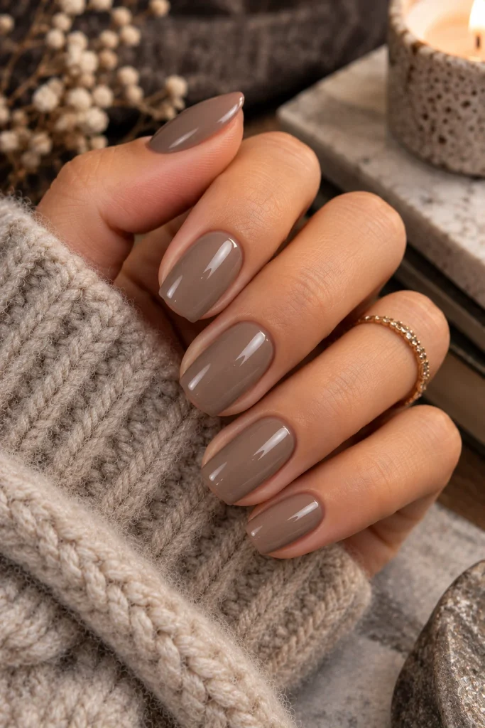Soft Taupe Winter Nails