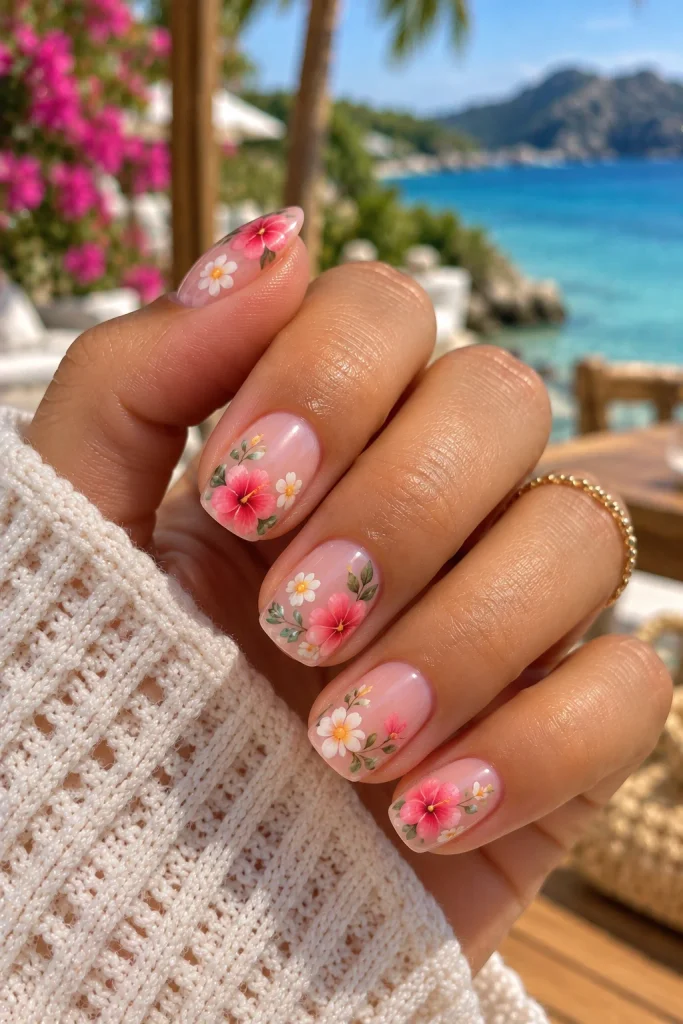 Tropical Flower Nails