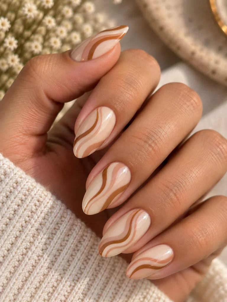Warm Beige and Caramel Swirls