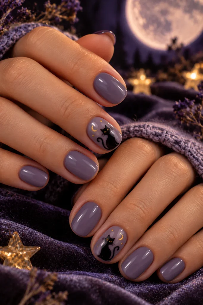 Black Cat Halloween Nails