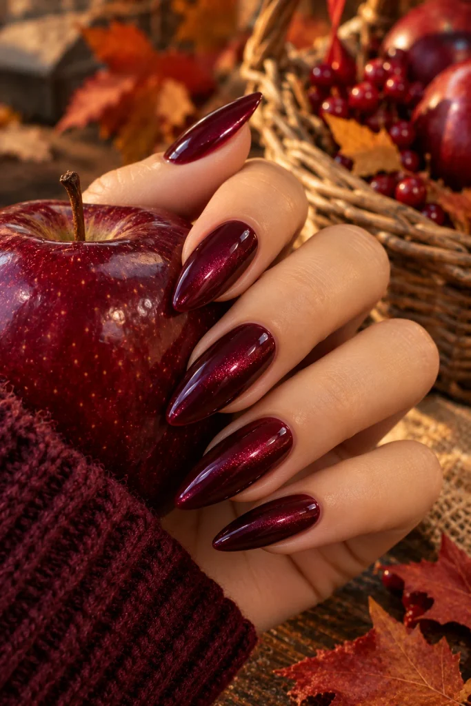 Black Cherry Almond Nails