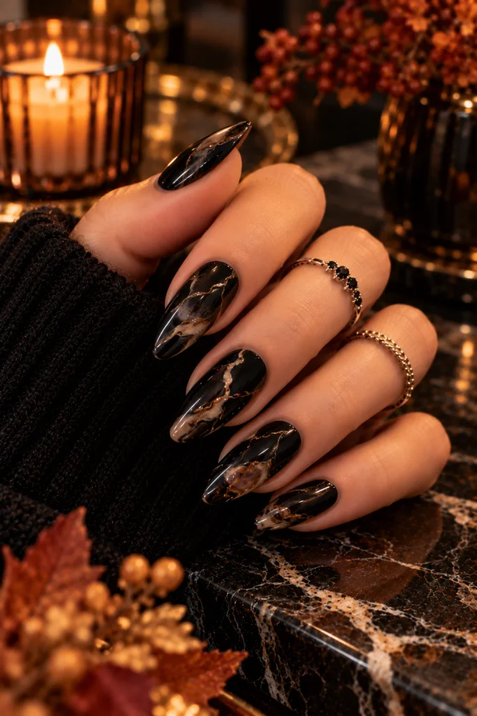 Black Marble Nails