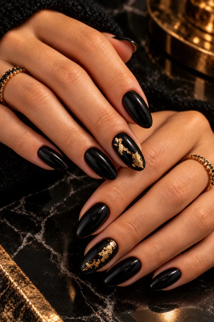 Black and Gold November Nails