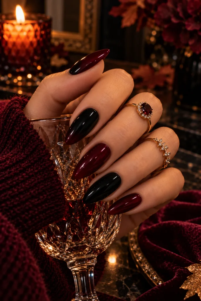 Black and Oxblood Nails