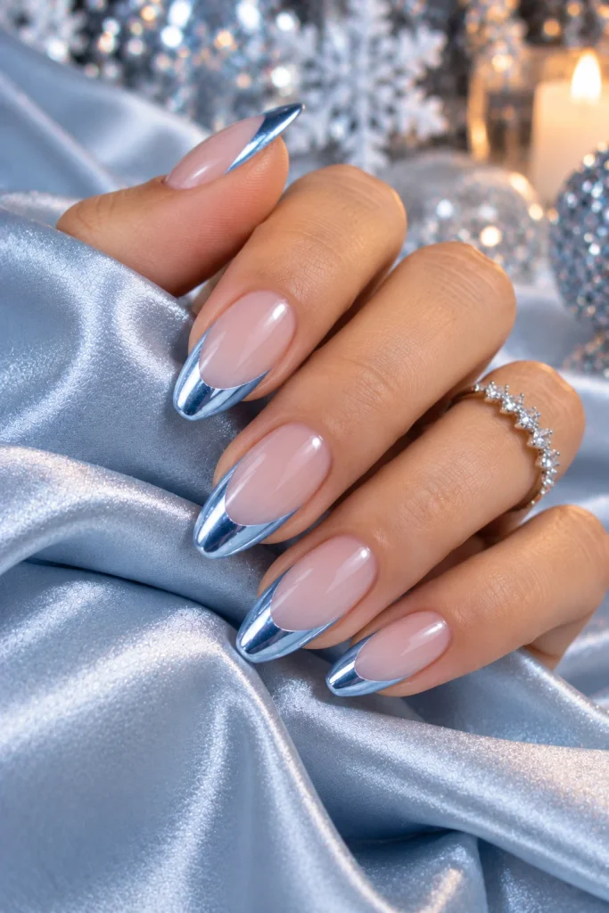 Blue Chrome French Tips