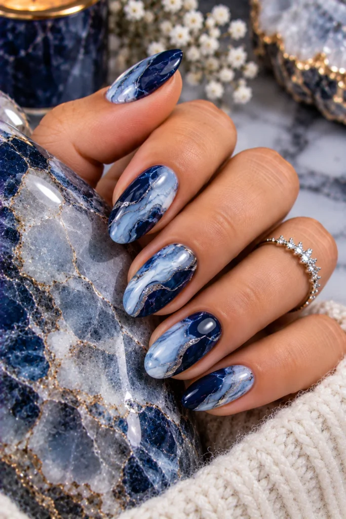 Blue Marble Nails