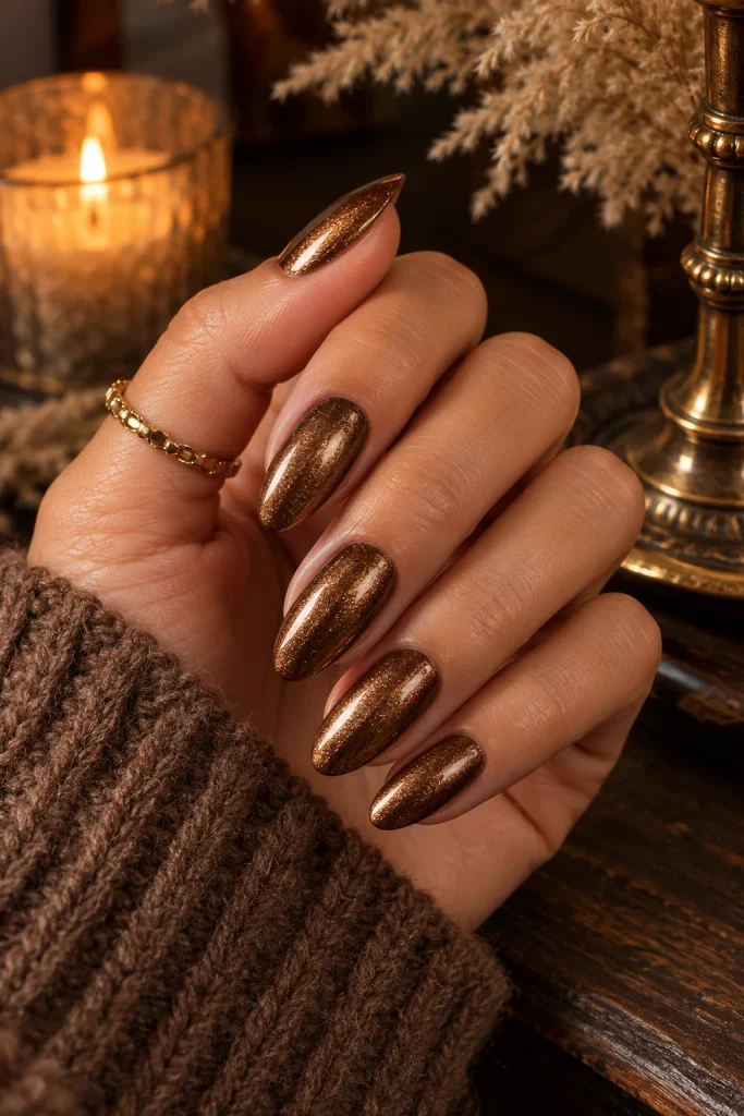 Bronze Metallic October Nails