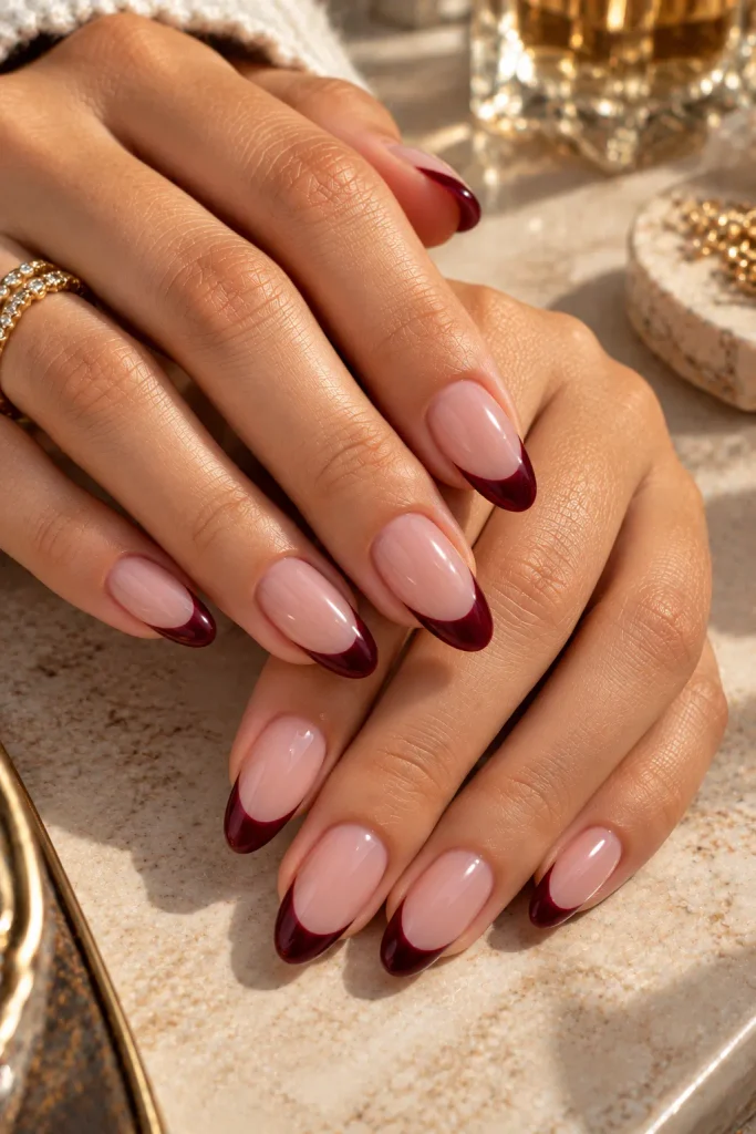 Burgundy French Tips