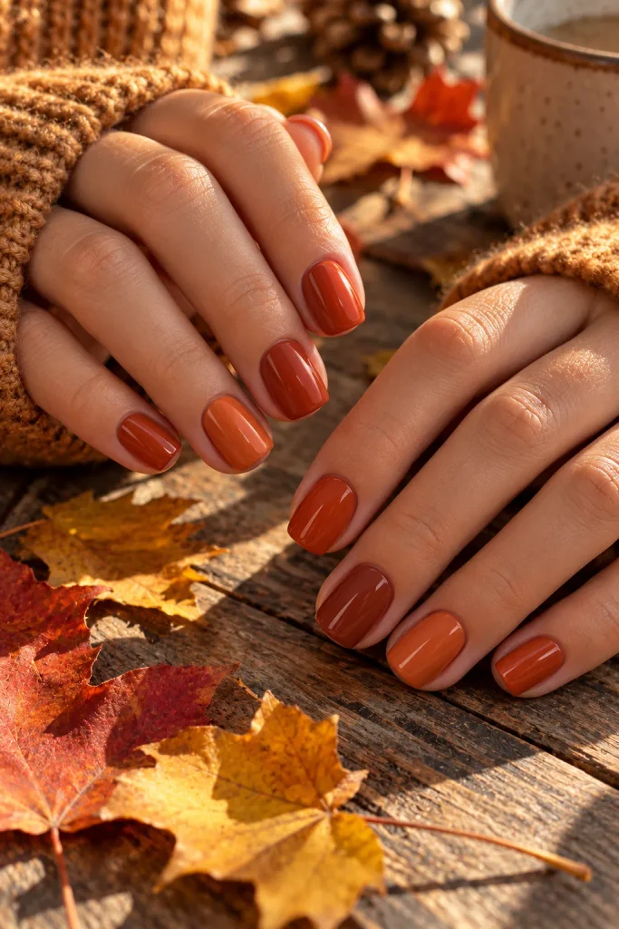 Burnt Orange Autumn Nails