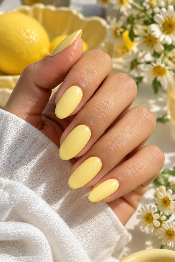 Butter Yellow Glossy Nails