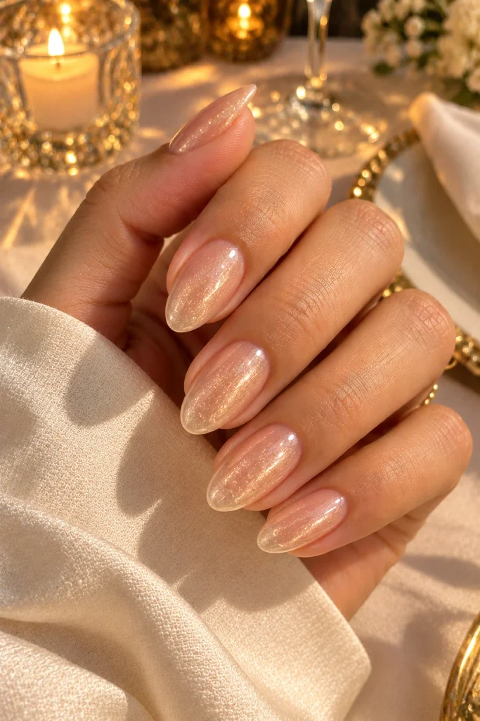 Champagne Shimmer Nails