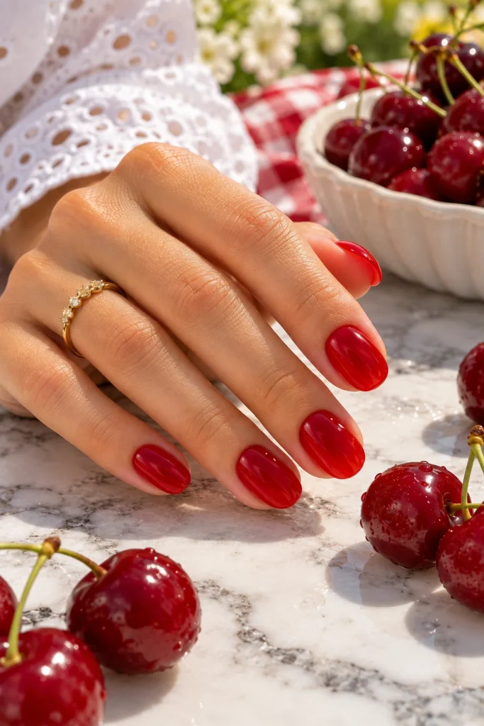 Cherry Red Jelly Nails