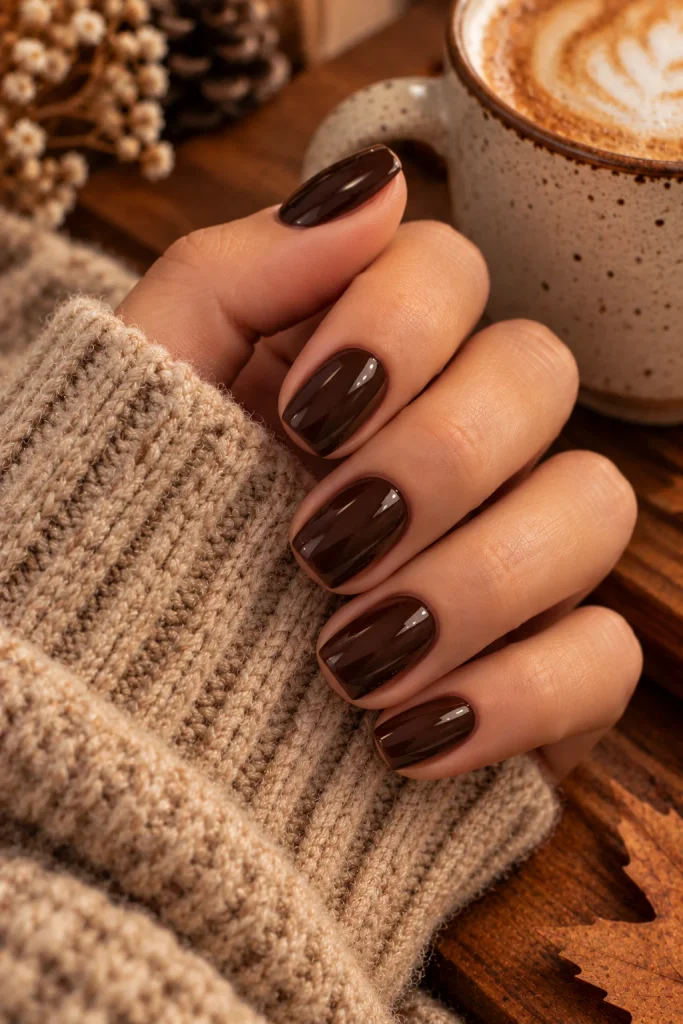 Chocolate Brown October Nails