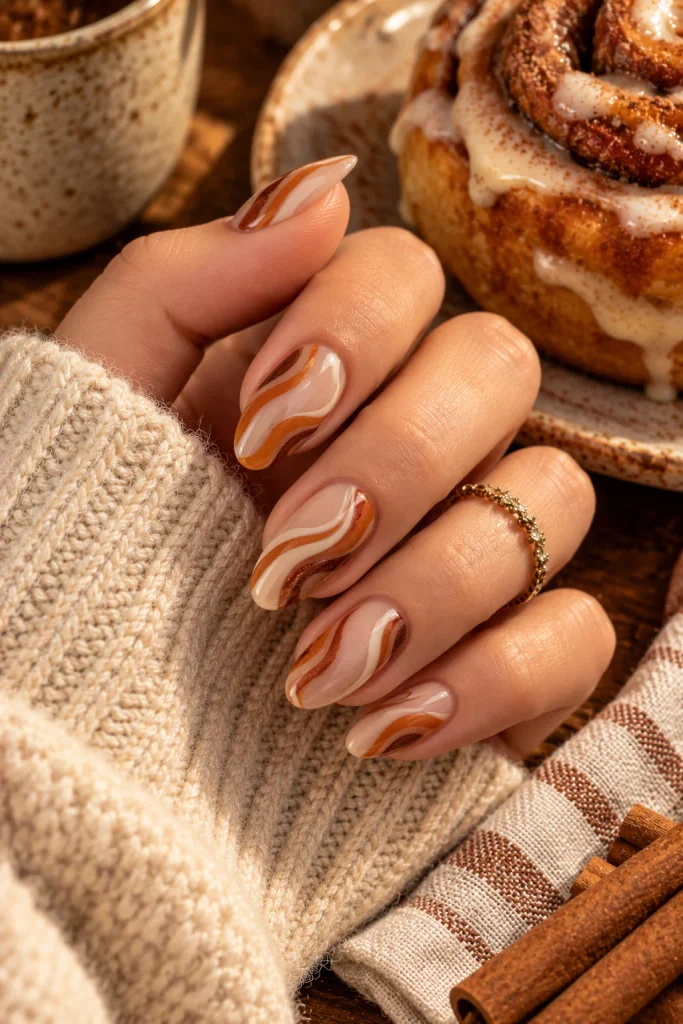 Cinnamon Swirl Nails