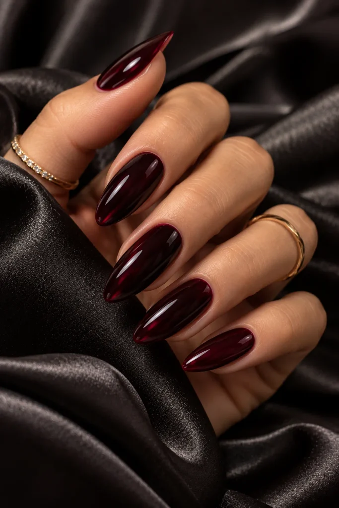 Classic Black Cherry Nails