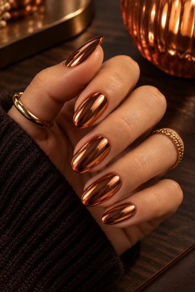 Copper Chrome Nails