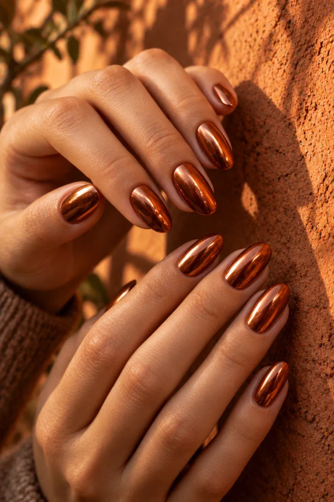 Copper Chrome Nails