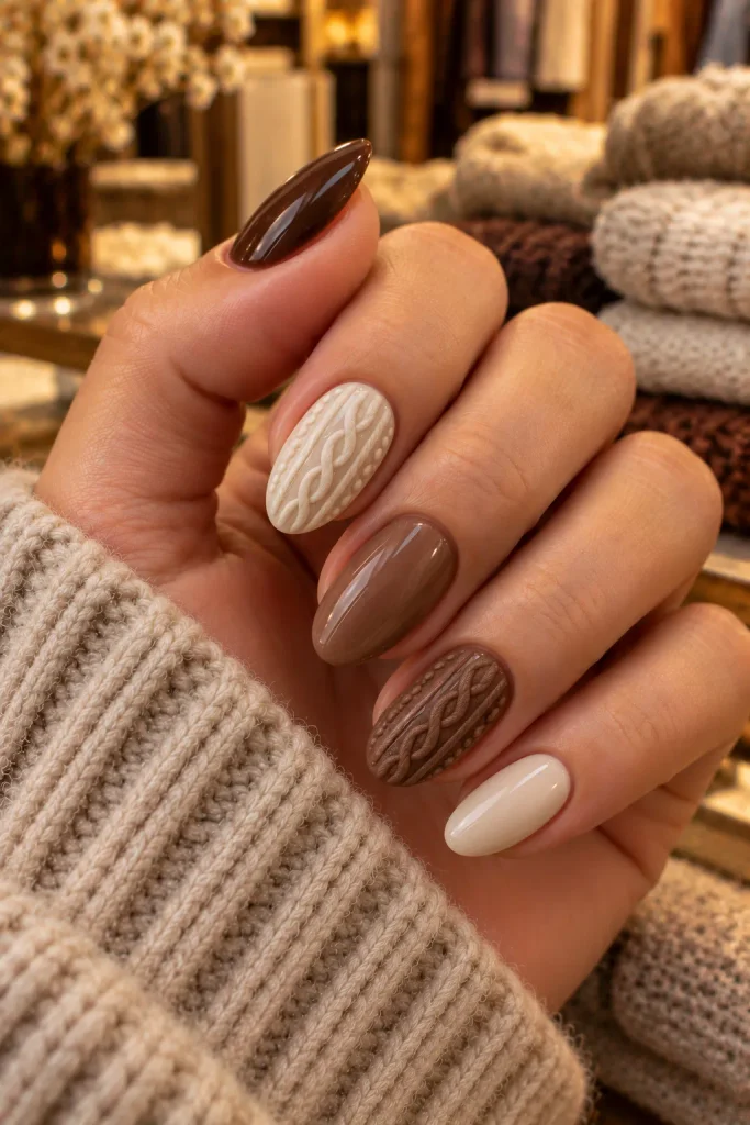 Cozy Sweater Texture Nails
