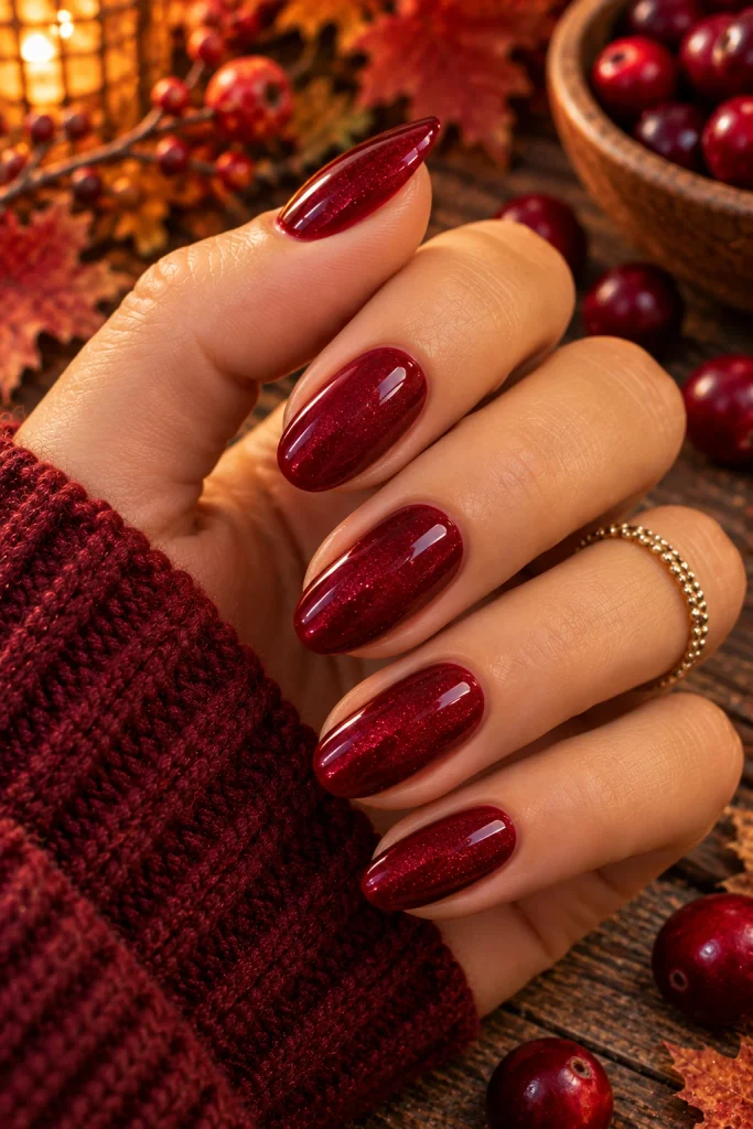 Cranberry Shimmer Nails
