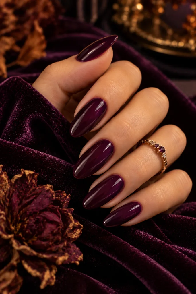 Dark Plum October Nails