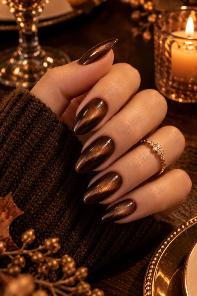 Espresso Cat-Eye Nails
