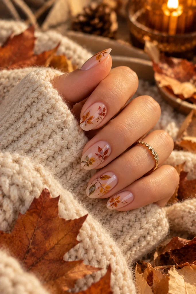 Fall Leaf Micro Nail Art