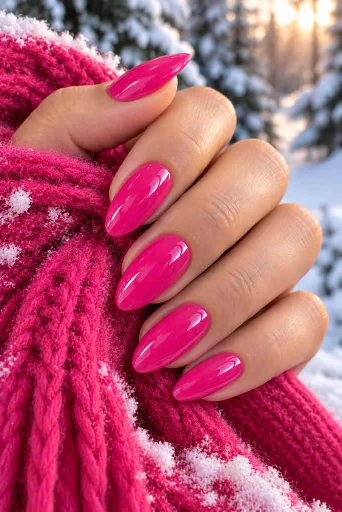 Hot Pink Late-Winter Nails