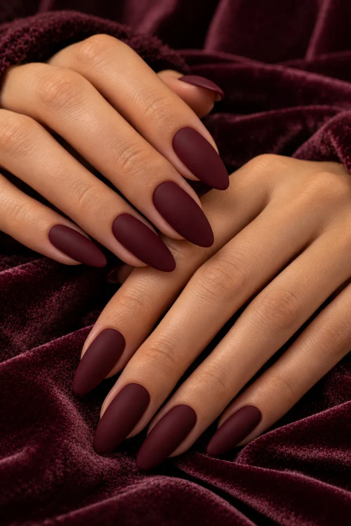 Matte Burgundy Nails