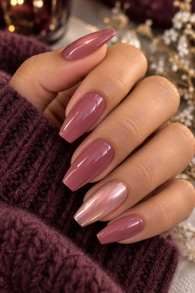 Mauve Pink Winter Nails