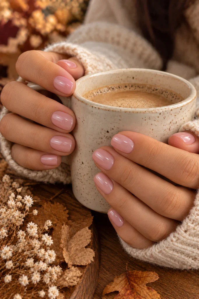 Milky Pink Fall Nails