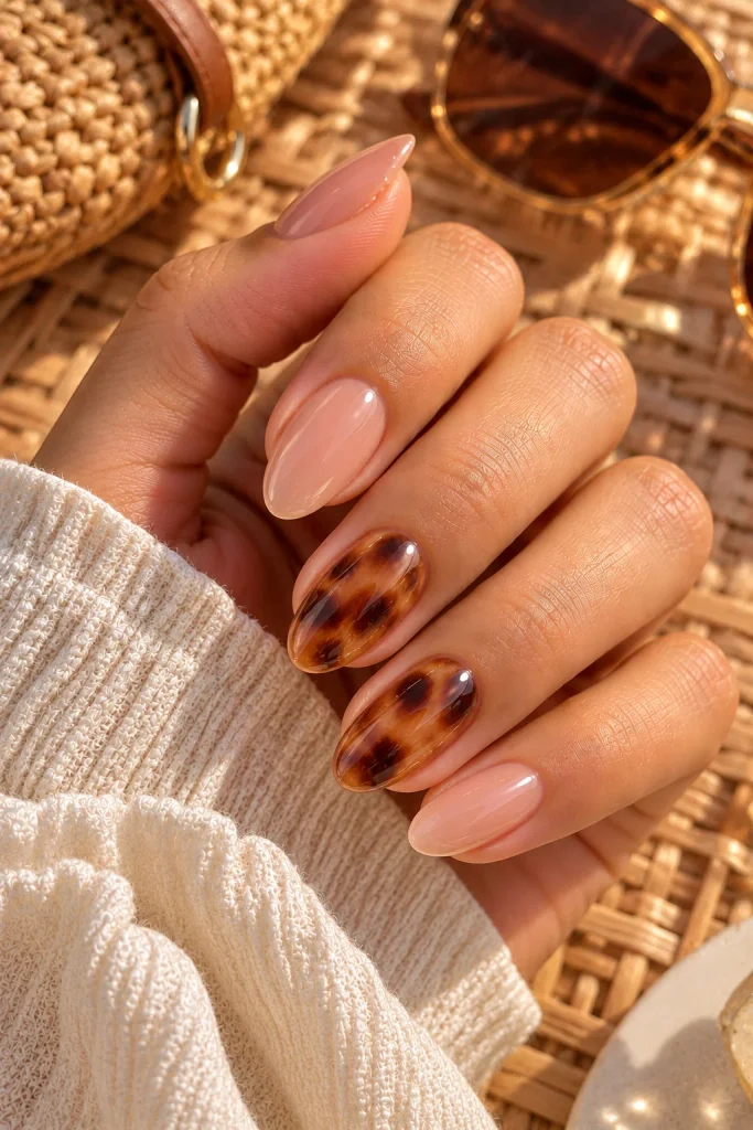 Minimal Tortoiseshell Accent Nails