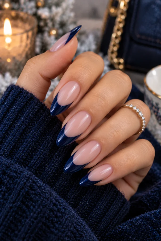 Navy Blue French Manicure