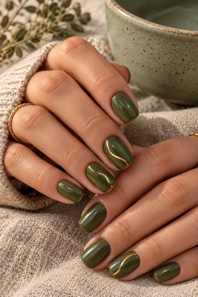 Olive Green Fall Nails