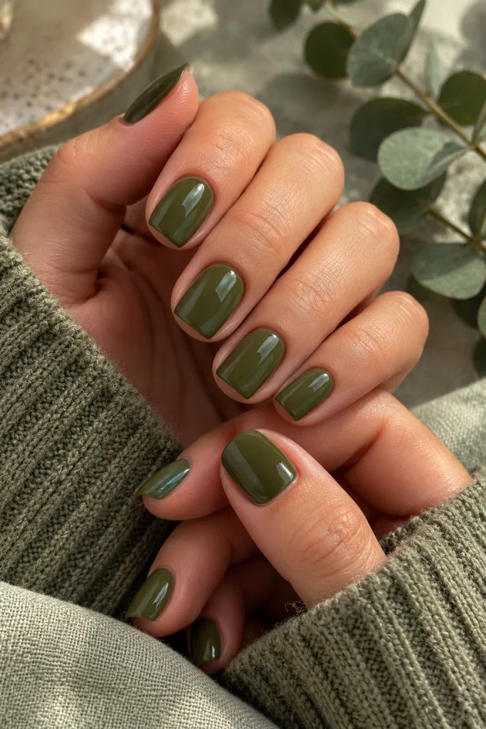 Olive Green November Nails